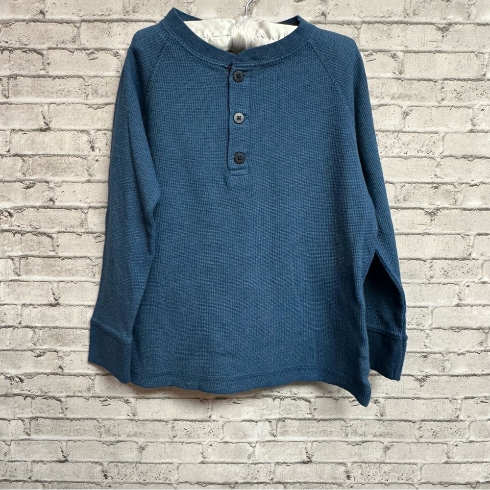 Class Club Boys 4/5 Blue Shirt Waffle Long Sleeve 3-Button NEW NWT